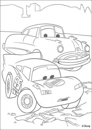 Lightning mc queen and doc hudson coloring pages - Hellokids.com