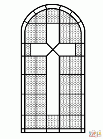 Cross Stained Glass Window coloring page | Free Printable Coloring ...