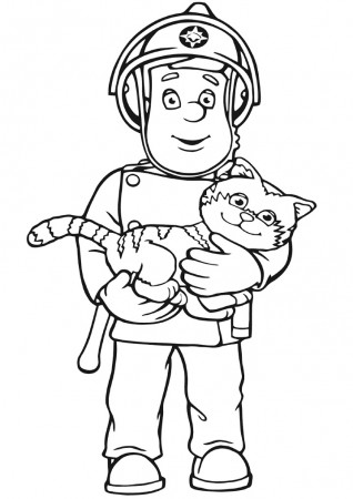 Fireman Sam Save A Cat Coloring Page - Free Printable Coloring Pages for  Kids