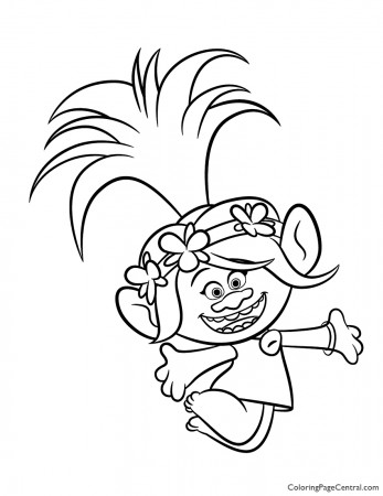 Trolls - Poppy Coloring Page 02 | Coloring Page Central