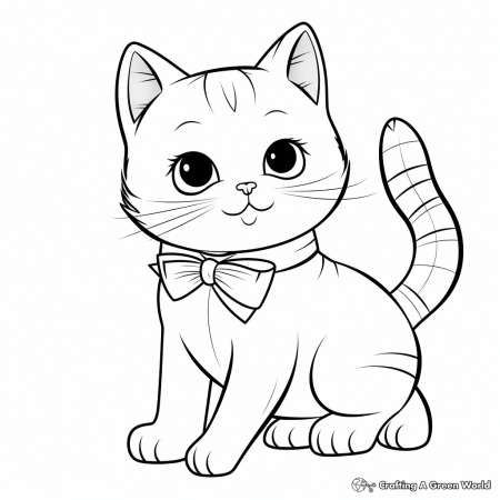Cat With Bow Coloring Pages - Free ...