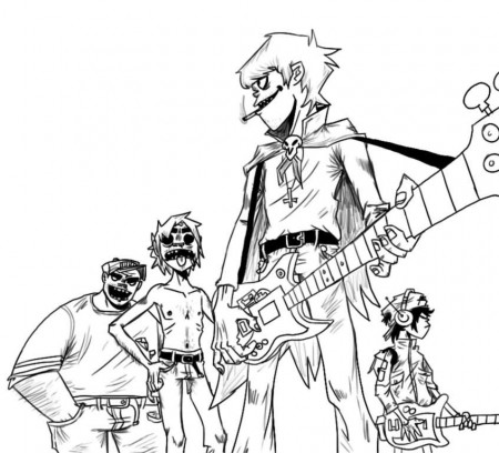 Gorillaz Printable Coloring Page - Coloring Nation