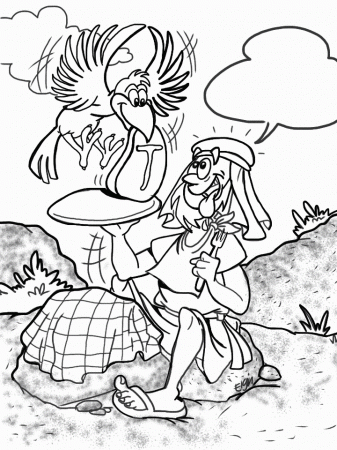 Elijah and the Ravens” Cartoon & Coloring Page