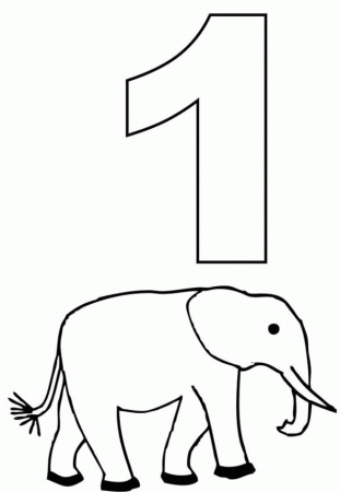 Number One and Elephant Coloring Page - NetArt