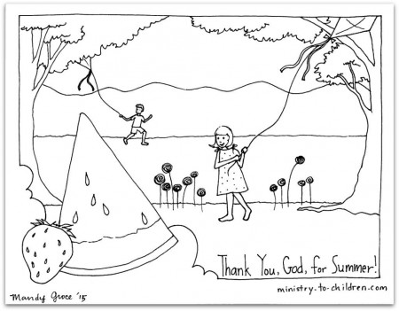 Thank You God … for Summer” Coloring Page