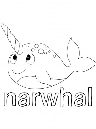 Narwhal coloring page - Free printable