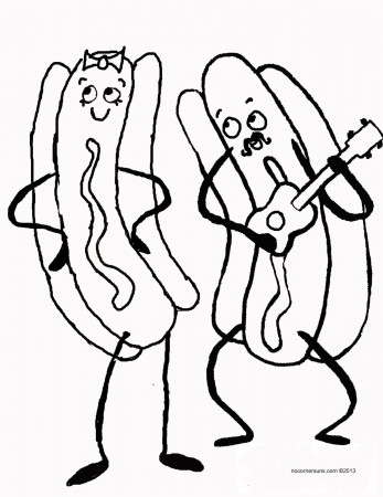 Girl and Boy Hot Dog Coloring Page | Dog coloring page, Valentine ...