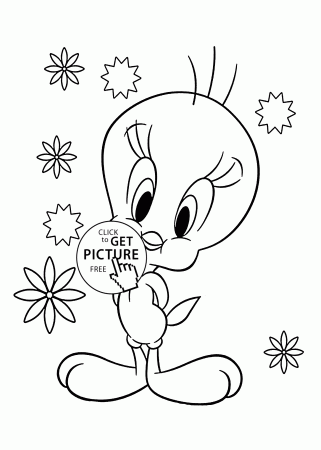 Cute Tweety bird coloring pages for kids, printable free | coloing-4kids.com
