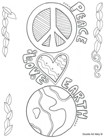 Peace Symbol - Earth Day | Earth day coloring pages, Earth coloring pages,  World peace day