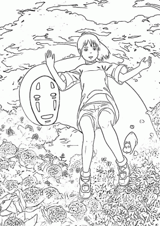 Chihiro Ogino With No-Face Coloring Pages - Spirited Away Coloring Pages - Coloring  Pages For Kids And Adults