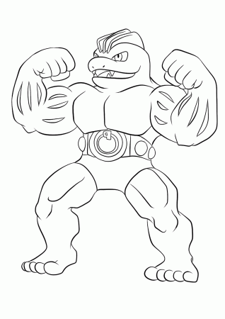 Machoke (No.67) : Pokemon (Generation I) - All Pokemon coloring pages Kids Coloring  Pages