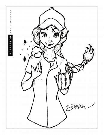 FREE Ballpark Princess Coloring Sheets by S. Preston – S. Preston Art +  Designs