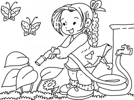 Watering Flower With Hose Gardening Coloring Pages : Bulk Color | Coloring  pages, Colorful garden, Water flowers