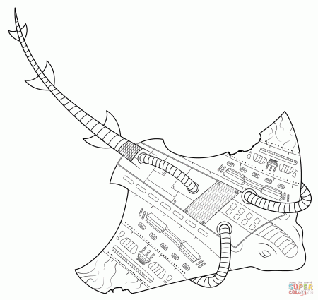 Steampunk Stingray coloring page | Free Printable Coloring Pages