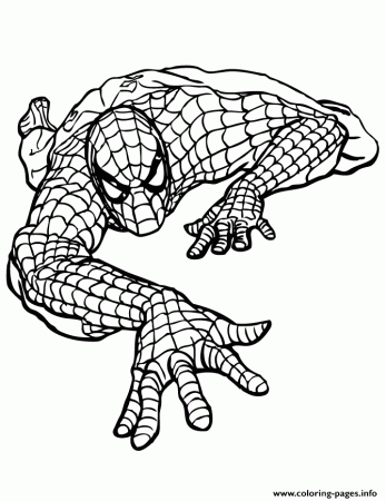 Print marvel comics spider man climbing colouring page Coloring pages