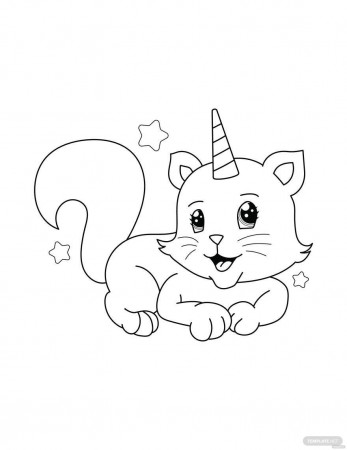 Free Unicorn Cat Coloring Page - EPS, Illustrator, JPG, PNG, PDF, SVG |  Template.net
