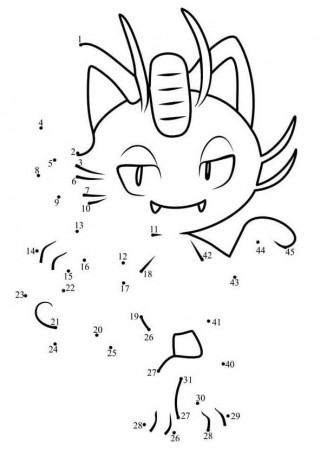 Meowth Pokemon Dot to Dot Coloring Page - Free Printable Coloring Pages for  Kids