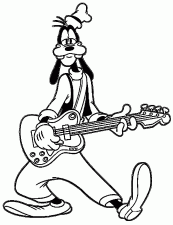 Goofy Guitar Playing The Guitar Coloring Page | Wecoloringpage
