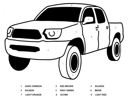 Toyota Pickup Truck Color by Number Coloring Page - Free Printable Coloring  Pages for Kids