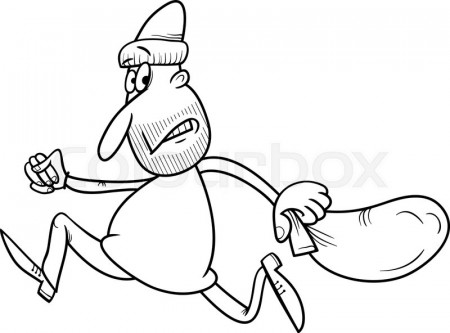 running thief cartoon coloring page | Stock vector | Colourbox