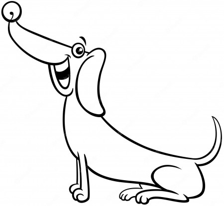 Premium Vector | Cartoon purebred dachshund dog character coloring page