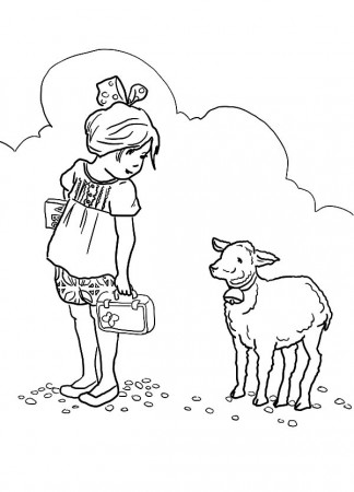 Mary Had a Little Lamb She at Her Lamb Coloring Pages | Color Luna