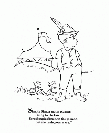 BlueBonkers - Nursery Rhymes Coloring Page Sheets - Simple Simon 1 