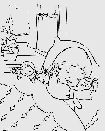 kids sleeping Colouring Pages