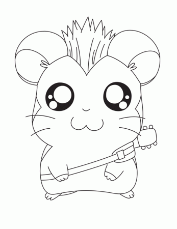 Hamtaro and Guitar Coloring pages Free | Coloring Pages For Kids