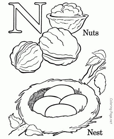 Alphabet coloring book pages - Letter N