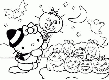 halloween hello kitty Colouring Pages (page 2)