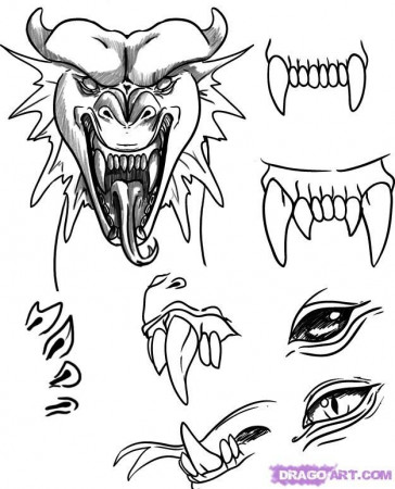 How to Draw a Dragon Face, Step by Step, Dragons, Draw a Dragon ...