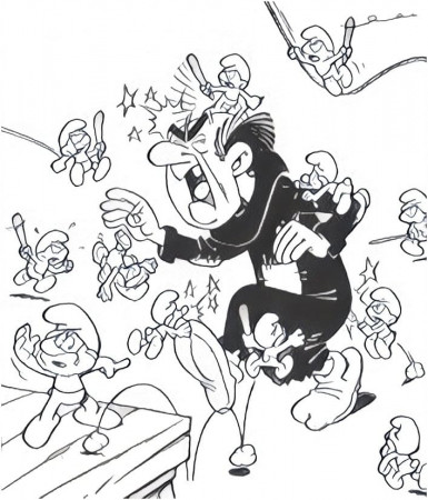 Gargamel and Smurfs Coloring Page ...