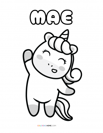 Mae unicorn coloring page