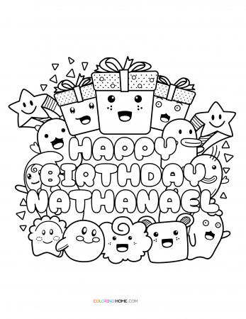 Happy Birthday Nathanael coloring page
