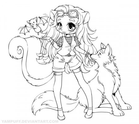Chibi wolf girl coloring pages in 2020 | Chibi coloring pages, Animal coloring  pages, Dog line art