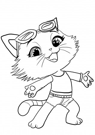Milady of the 44 cats coloring page