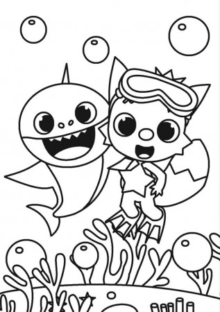Baby Shark and Pinkfong Coloring Page - Free Printable Coloring Pages for  Kids