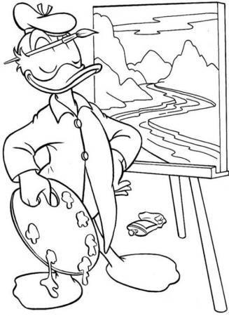 Donald Duck Painting Coloring Pages - NetArt in 2020 | Coloring pages,  Disney coloring pages, Cool coloring pages
