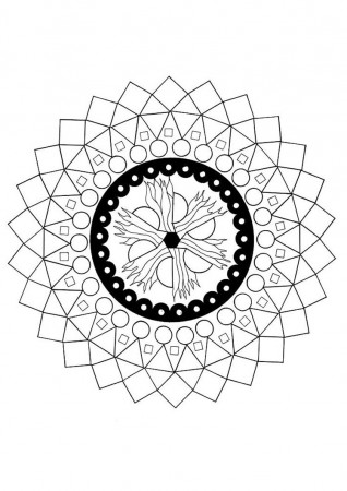 Mandala of the four elements coloring pages - Hellokids.com