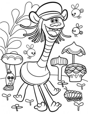 Coloring pages Trolls World Tour. Free Print all trolls