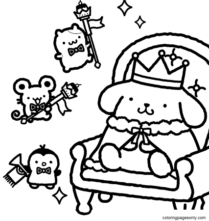 King Pompompurin with Muffin, Scone and Whip Coloring Pages - Pompompurin  Coloring Pages - Coloring Pages For Kids And Adults
