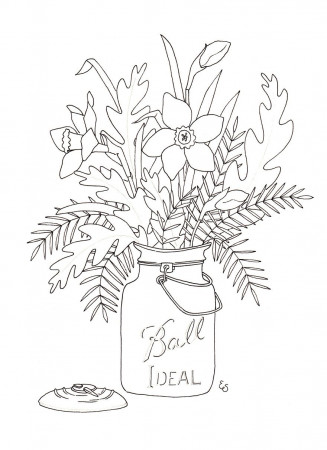 Free Printable Coloring Page - Eva Shorey Blog - Daffodil Bouquet in a Mason  Jar | Flower drawing, Coloring pages, Colored mason jars