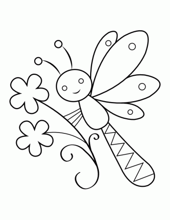 Printable Cute Butterfly with Flowers Coloring Page