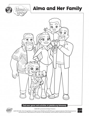 Alma's Way -- Alma and her family coloring page