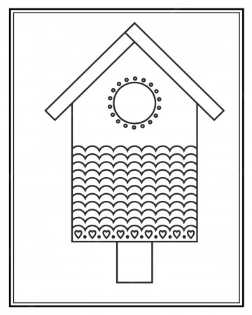 Premium Vector | Bird house coloring pages for kids