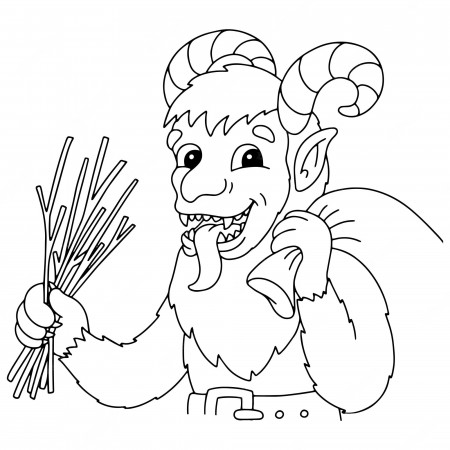 Premium Vector | Christmas krampus coloring book page for kids cartoon  style character