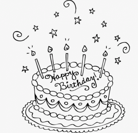 Happy Birthday Coloring Pages Birthday Cake In Cartoon Coloring ...
