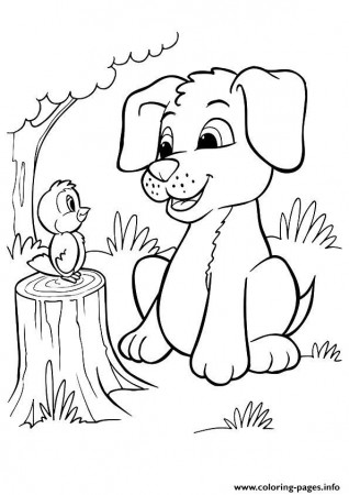 Print The Pup And Bird puppy Coloring pages