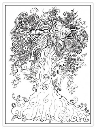 Mindfulness with big Tree Coloring Page - Free Printable Coloring Pages for  Kids